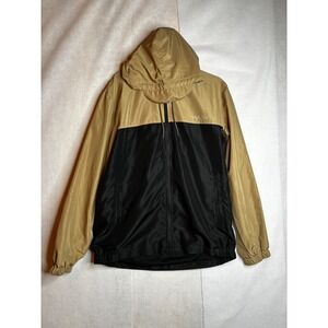 Matix Mens Hooded Windbreaker Jacket Tan Black Colorblock Full Zip Mesh Lined L